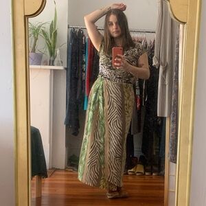 Vintage Animal Leopard Zebra Nature Print Maxi Wrap Skirt M